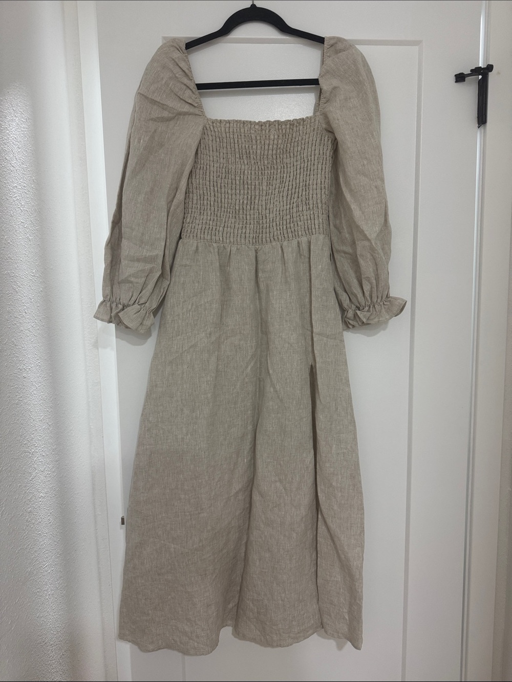 Reformation Beige Linen Midi Dress